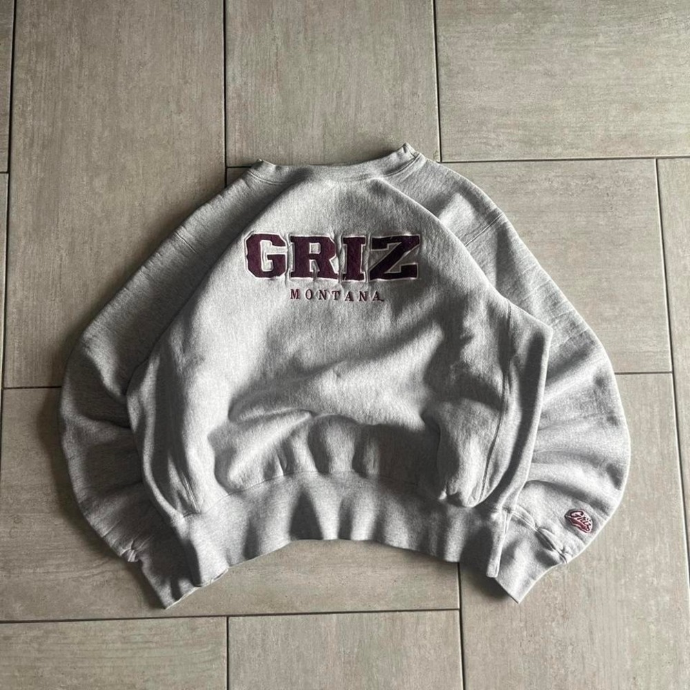 The Cotton Exchange Montana Griz Sweatshirt Gray Vintage Made in USA S 23x23.5